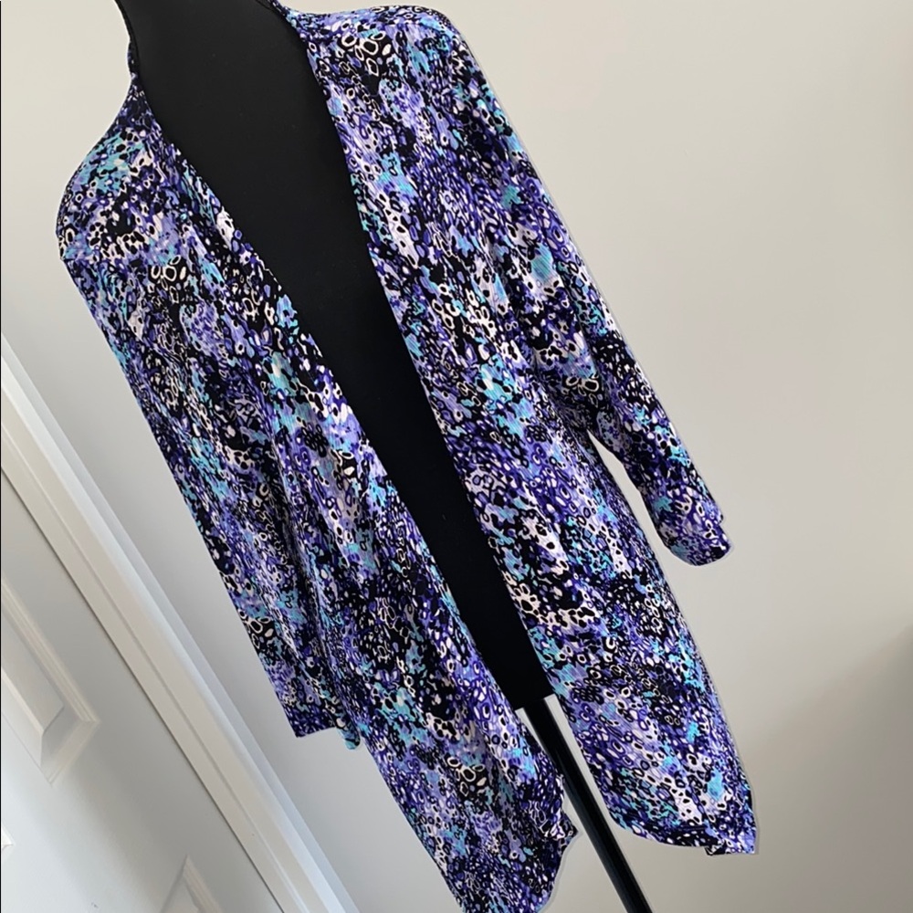 Vibrant Purple and Blue Patterned Cardigan